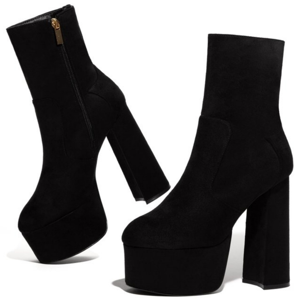 𝙇𝙖𝙨𝙩 𝙎𝙞𝙯 9 🖤Round Toe Platform Chunky Bt - Picture 5 of 9